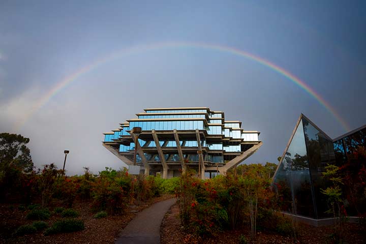 rainbow over Geisel Library